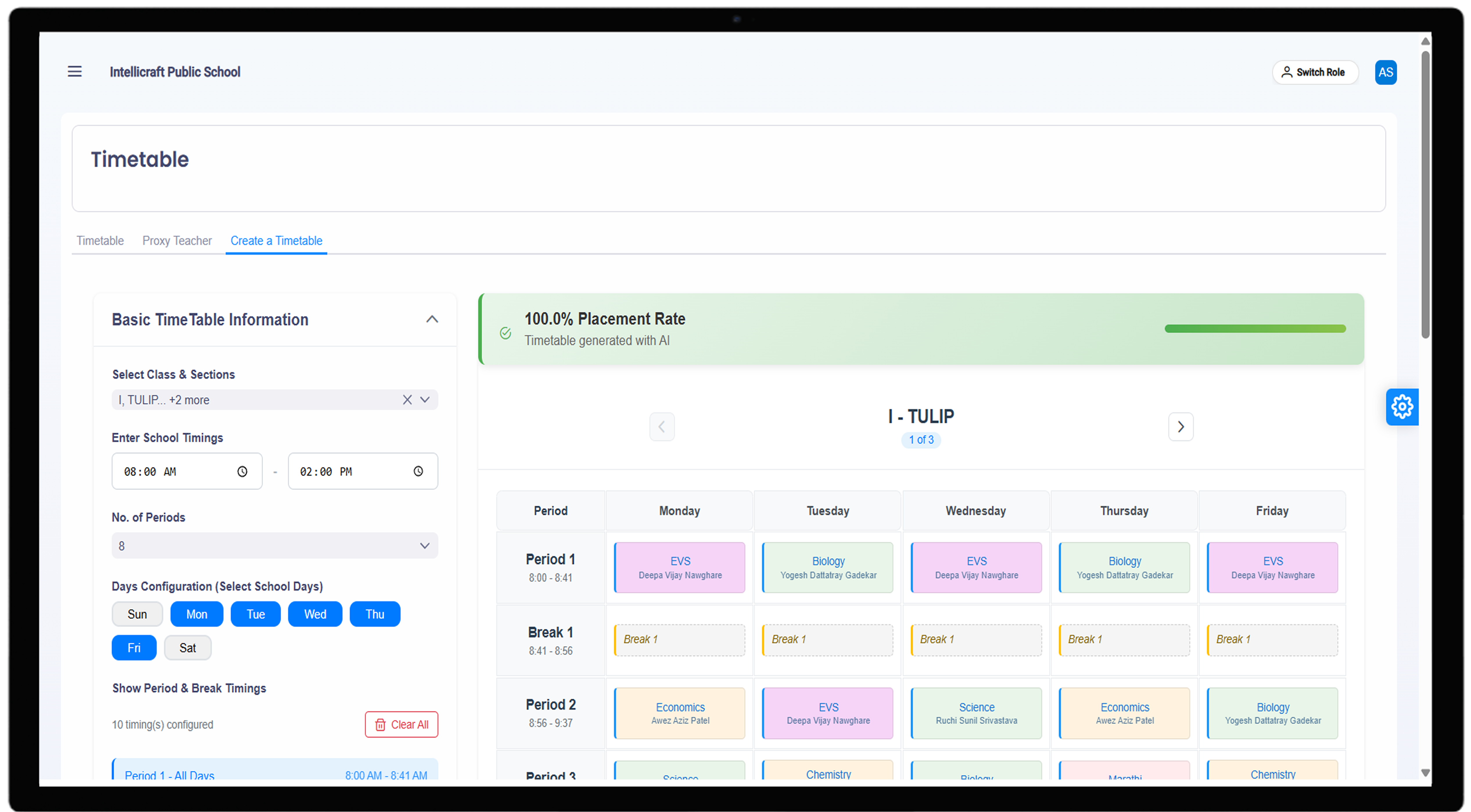 Intellicraft Timetable Dashboard